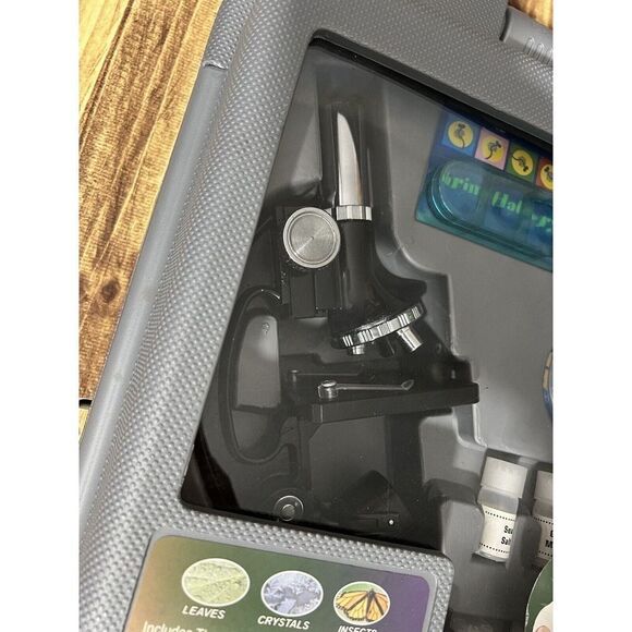 Kids 28 Piece Microscope Set 300X 600X 1200X - Metal w/Slides, Light Unused - Picture 4 of 12